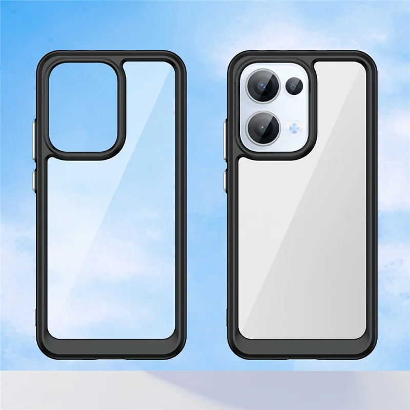Per Oppo Reno13 5G (Globale) Custodia TPU + Custodia protettiva in acrilico trasparente - Nero
