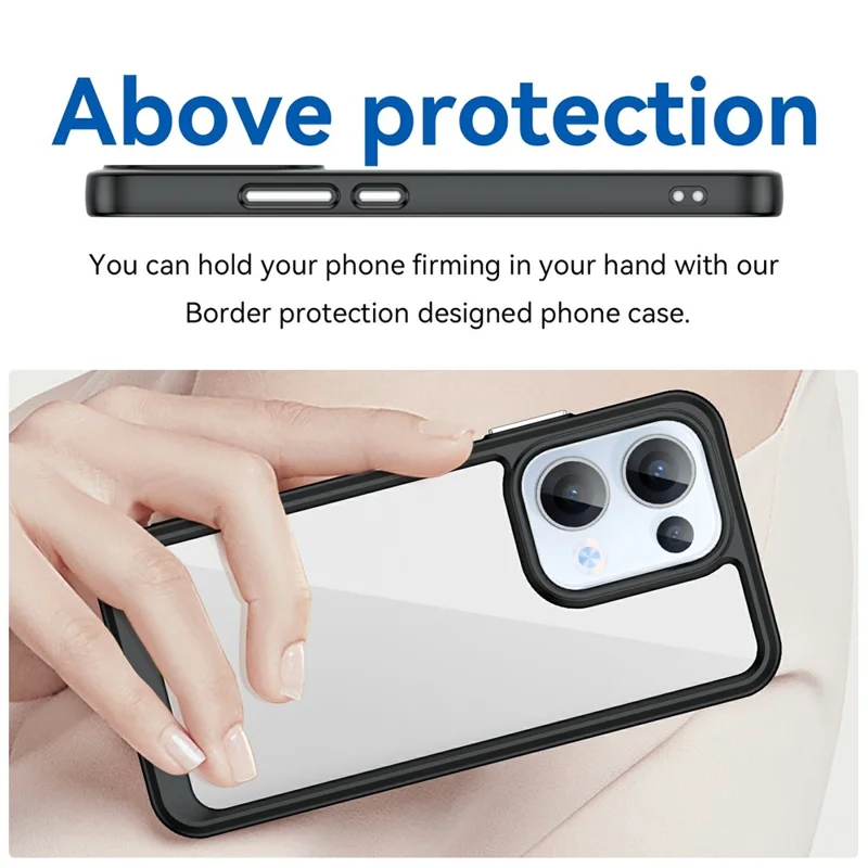 Per Oppo Reno13 5G (Globale) Custodia TPU + Custodia protettiva in acrilico trasparente - Nero