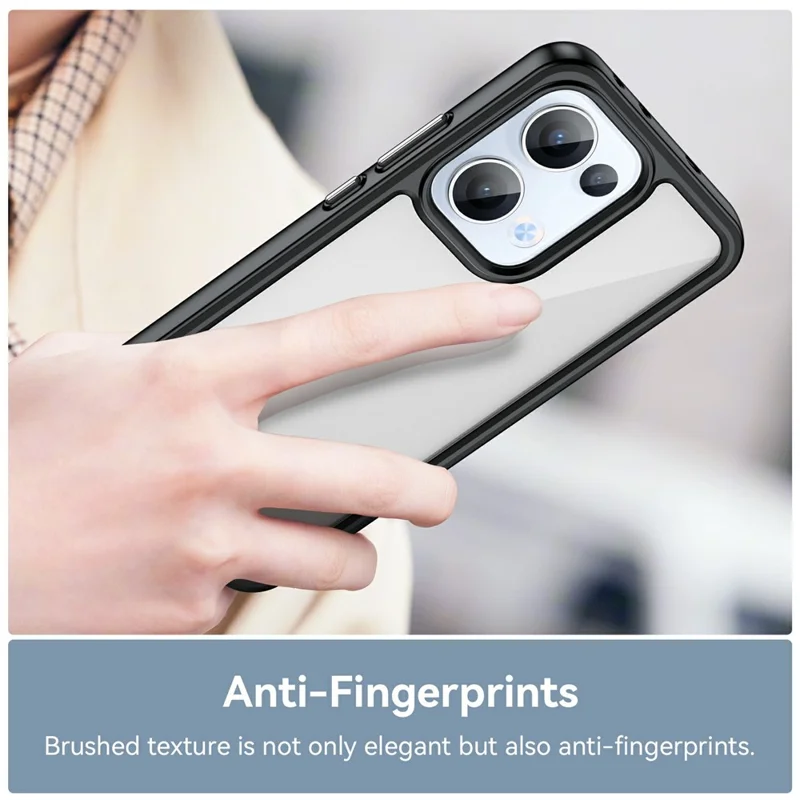 Per Oppo Reno13 5G (Globale) Custodia TPU + Custodia protettiva in acrilico trasparente - Nero