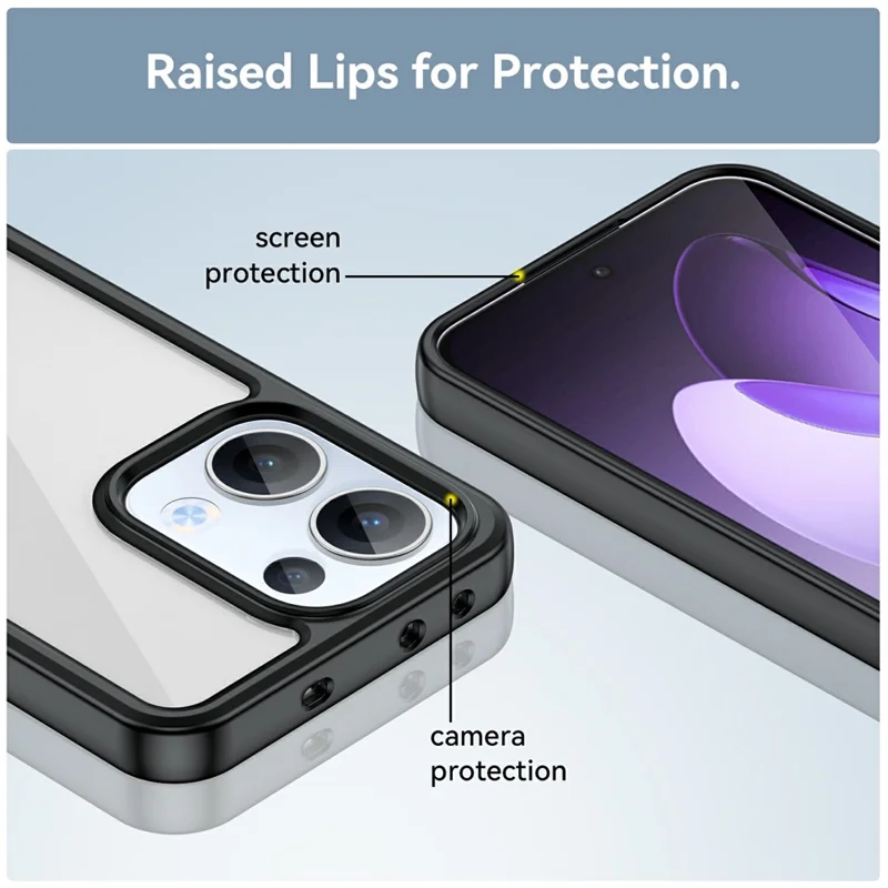 Per Oppo Reno13 5G (Globale) Custodia TPU + Custodia protettiva in acrilico trasparente - Nero