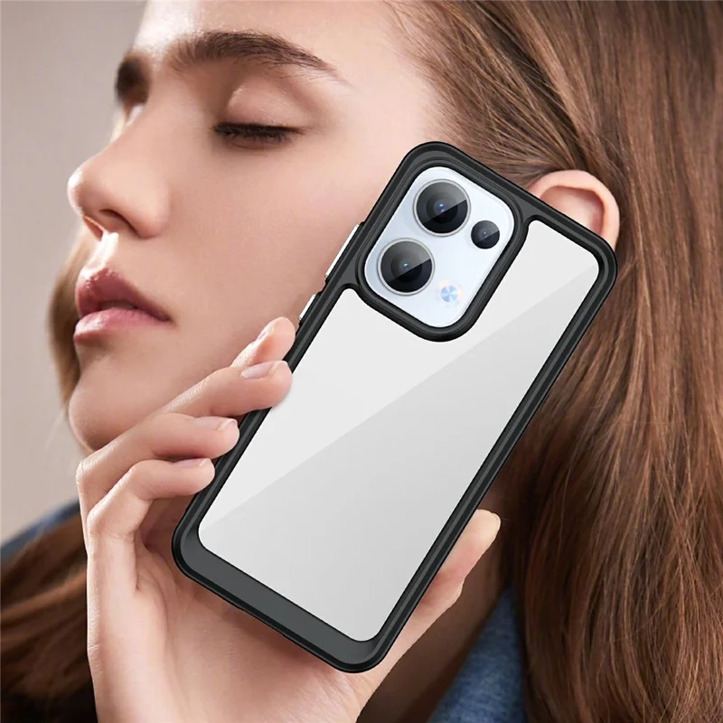Per Oppo Reno13 5G (Globale) Custodia TPU + Custodia protettiva in acrilico trasparente - Nero