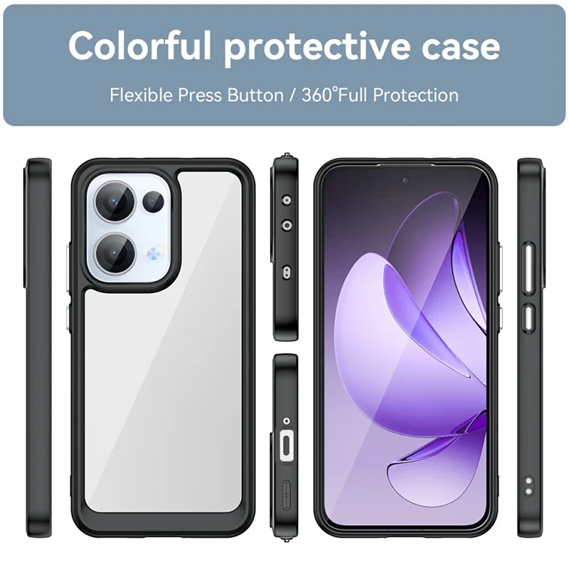 Per Oppo Reno13 5G (Globale) Custodia TPU + Custodia protettiva in acrilico trasparente - Nero