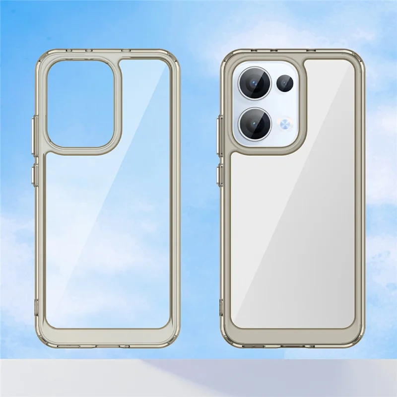 غطاء لهاتف Oppo Reno13 5G (عالمي) من مادة TPU وأكريليك شفاف واقي - رمادي شفاف