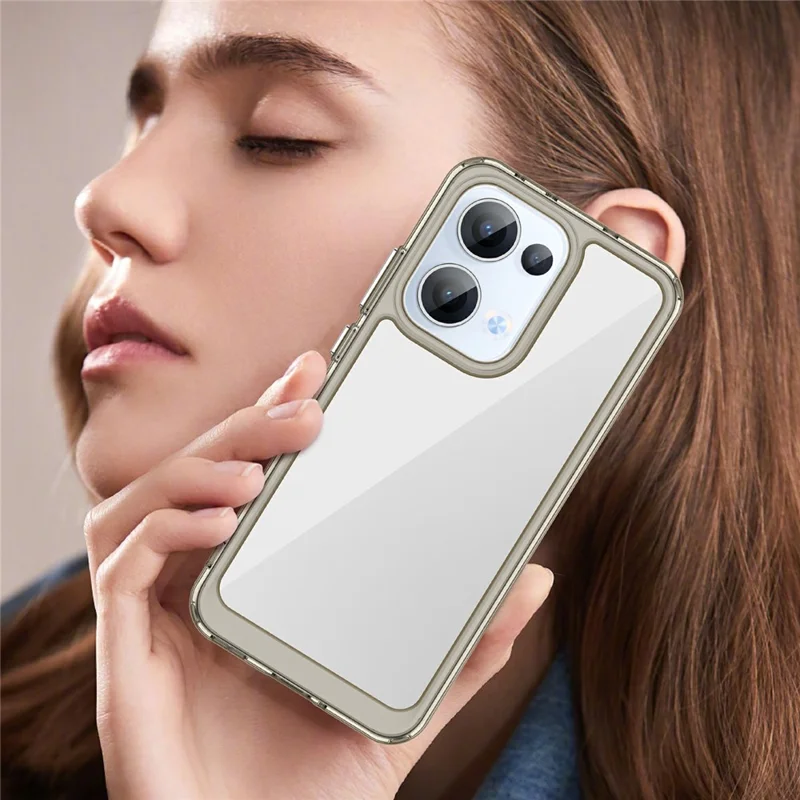 غطاء لهاتف Oppo Reno13 5G (عالمي) من مادة TPU وأكريليك شفاف واقي - رمادي شفاف
