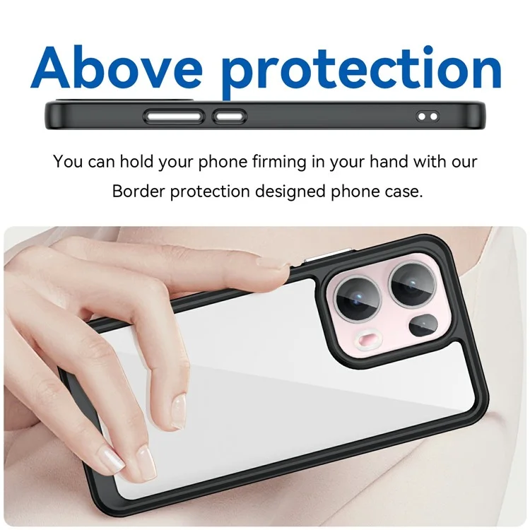 Per Oppo Reno13 Pro 5G Custodia TPU + Acrilico Protezione Trasparente Cover per Telefono - Nero