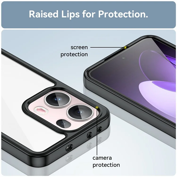 Per Oppo Reno13 Pro 5G Custodia TPU + Acrilico Protezione Trasparente Cover per Telefono - Nero