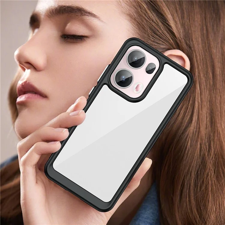 Per Oppo Reno13 Pro 5G Custodia TPU + Acrilico Protezione Trasparente Cover per Telefono - Nero