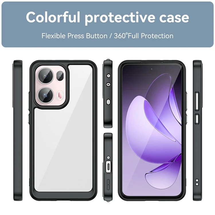 Per Oppo Reno13 Pro 5G Custodia TPU + Acrilico Protezione Trasparente Cover per Telefono - Nero