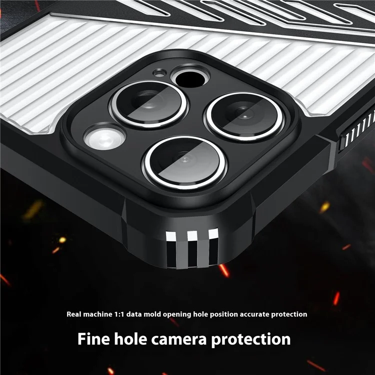 Étui de protection pour iPhone 16 Pro avec support pliant, en PC + TPU, résistant aux chocs - Noir transparent