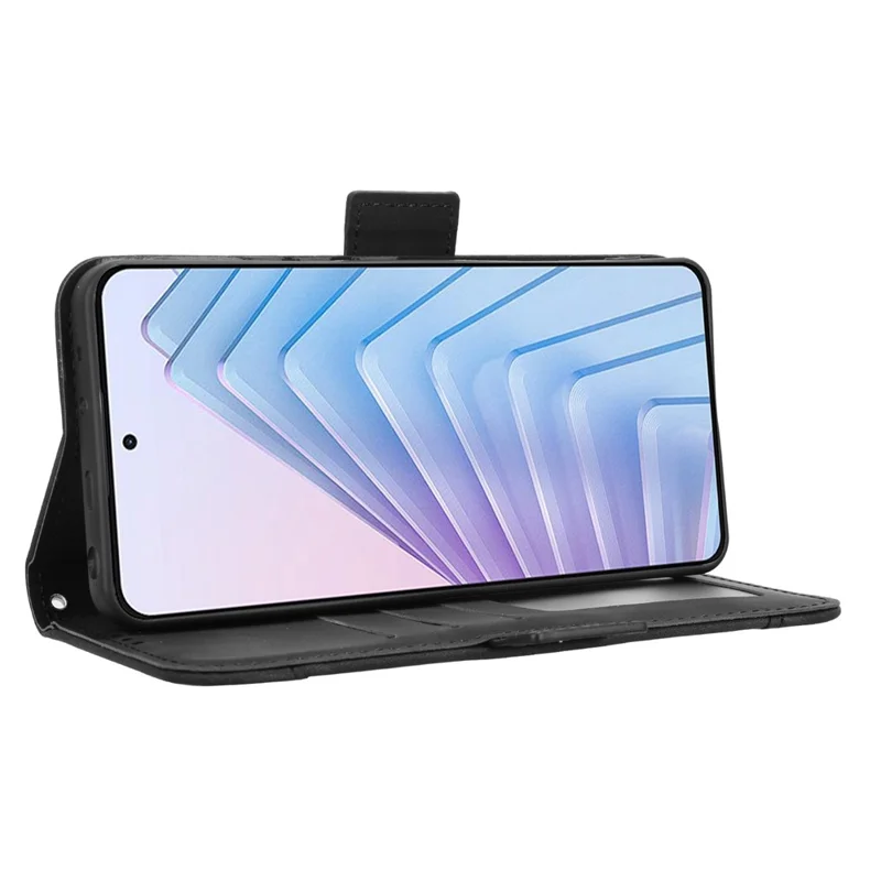 For Xiaomi Redmi Note 14 4G (163.25mm) Leather Case Phone Wallet Cover with Multiple Card Slots - Black