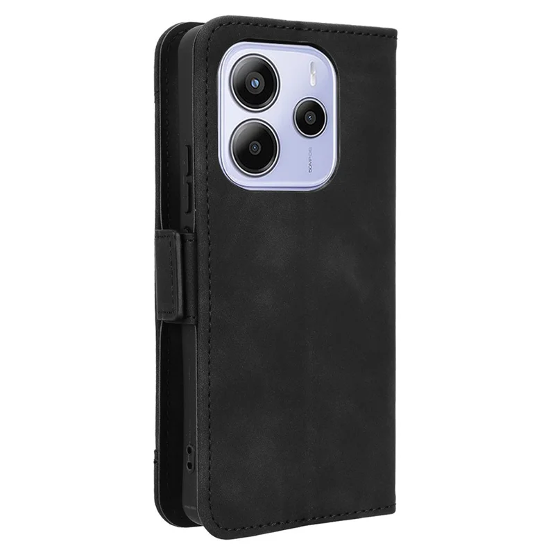 For Xiaomi Redmi Note 14 4G (163.25mm) Leather Case Phone Wallet Cover with Multiple Card Slots - Black