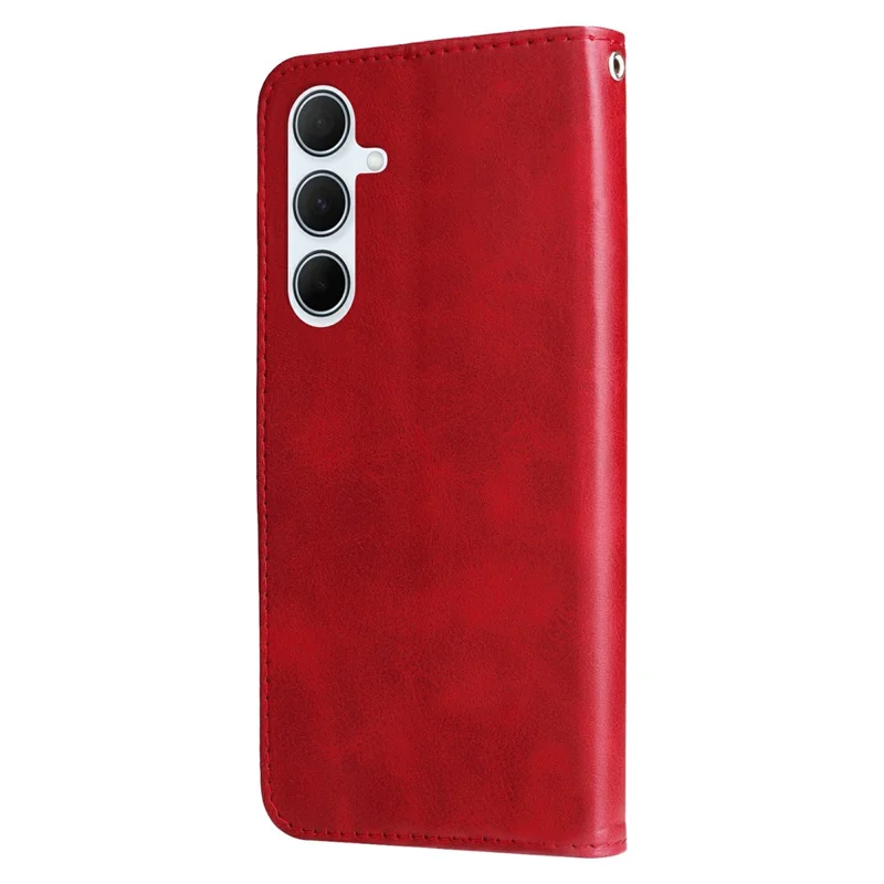For Samsung Galaxy A36 5G Case Zipper Wallet Calf Texture PU Leather Phone Cover - Red
