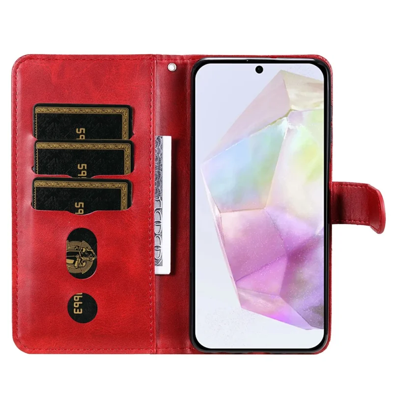 For Samsung Galaxy A36 5G Case Zipper Wallet Calf Texture PU Leather Phone Cover - Red