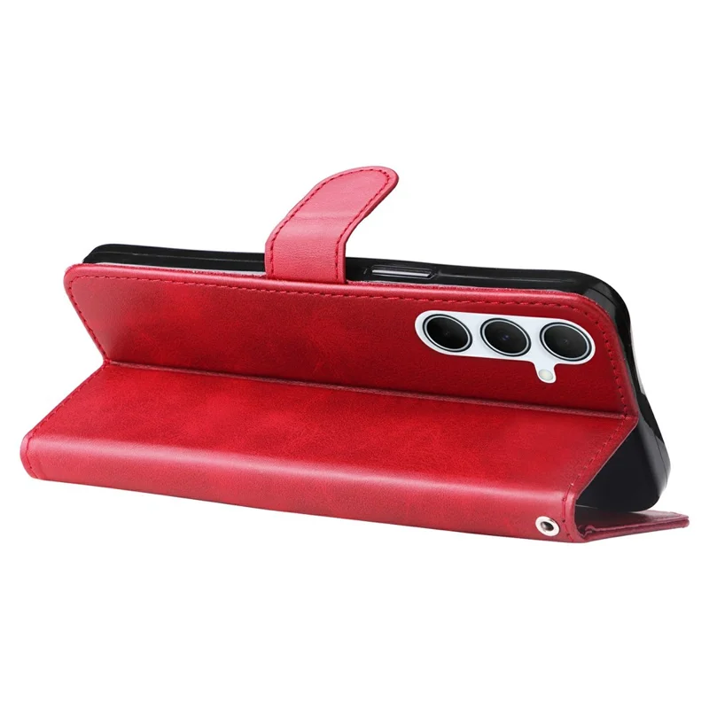 For Samsung Galaxy A36 5G Case Zipper Wallet Calf Texture PU Leather Phone Cover - Red