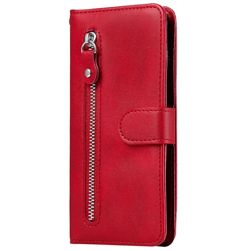 For Samsung Galaxy A36 5G Case Zipper Wallet Calf Texture PU Leather Phone Cover - Red