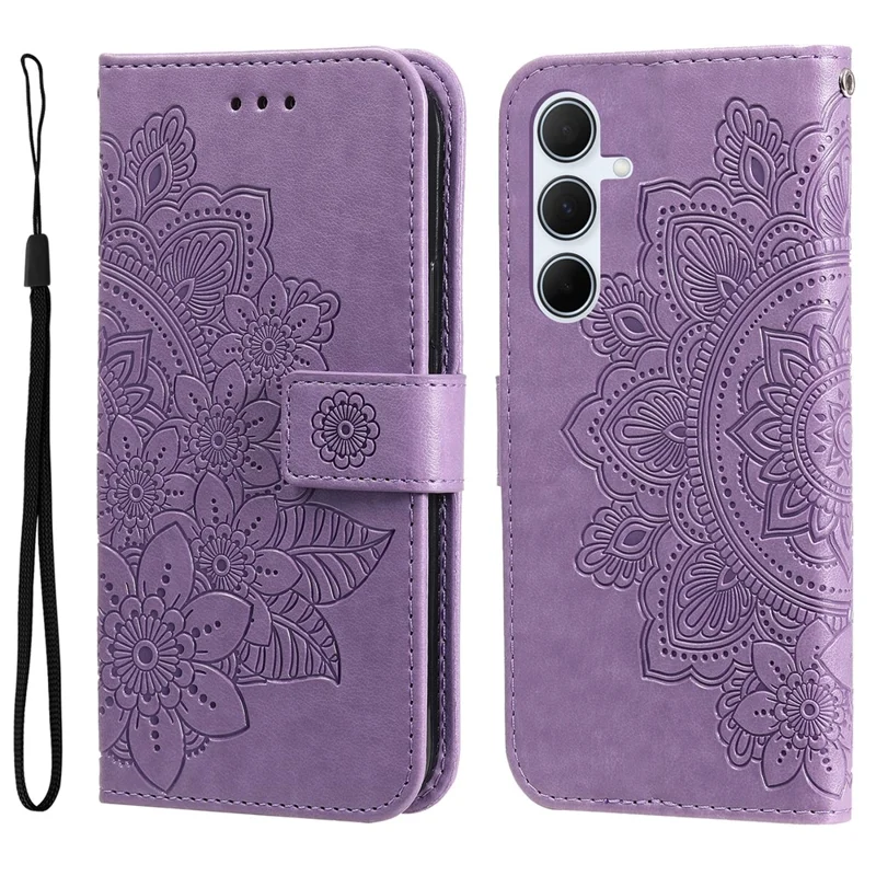 For Samsung Galaxy A36 5G Case Floral Pattern PU Leather Wallet Stand Phone Cover - Purple