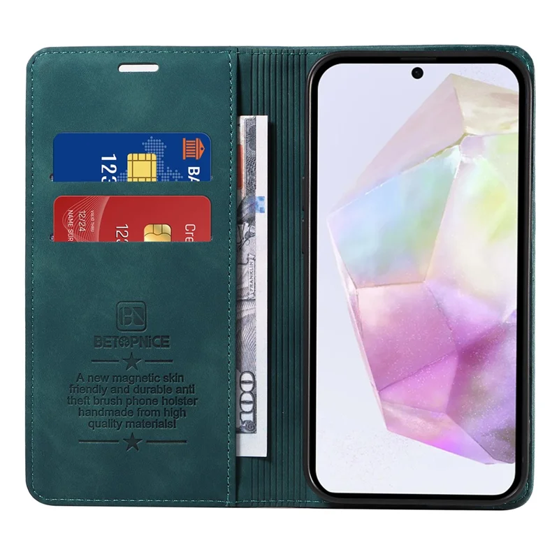 BETOPNICE 003 For Samsung Galaxy A36 5G Wallet Case Leather Phone Cover with Stand - Green