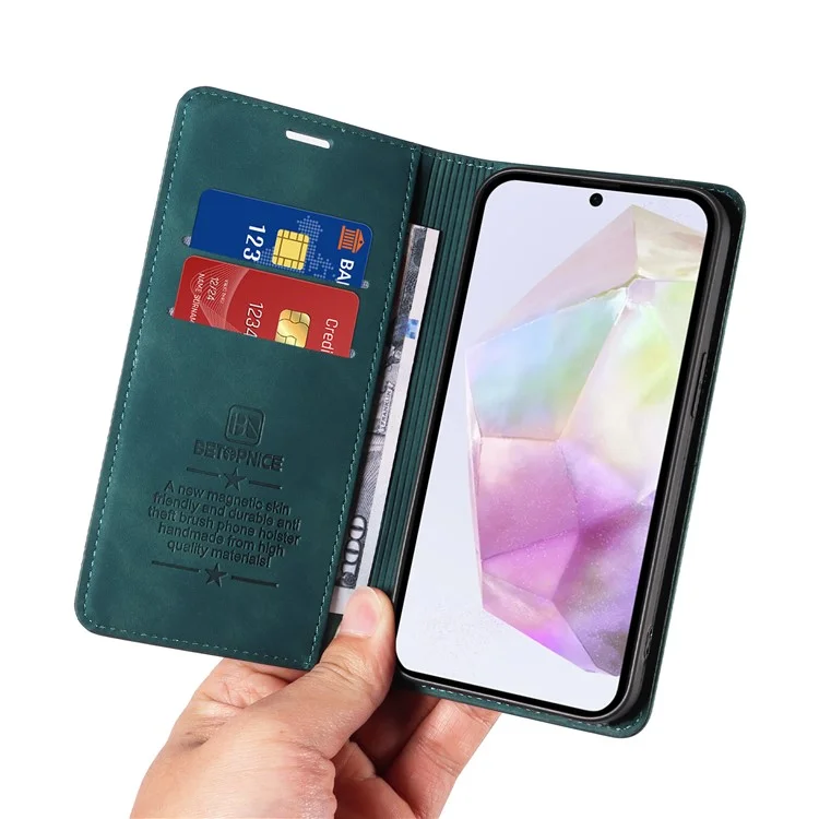 BETOPNICE 003 For Samsung Galaxy A36 5G Wallet Case Leather Phone Cover with Stand - Green