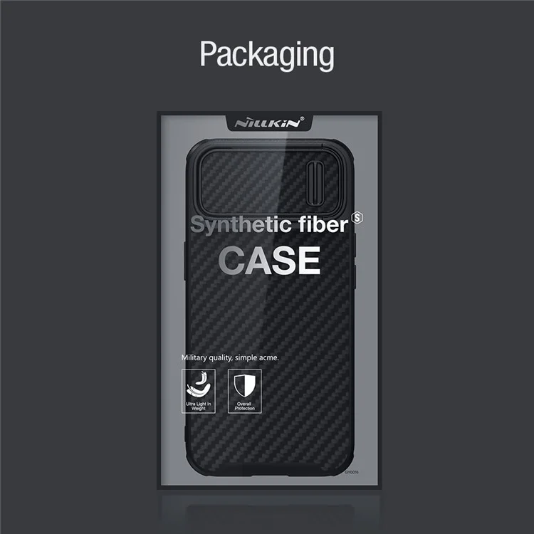 Caixa Magnética Nillkin Compatível Com MagSafe Para Iphone 14, Proteção de Câmera de Fibra de Fibra de Carbono PC + TPU Tampa