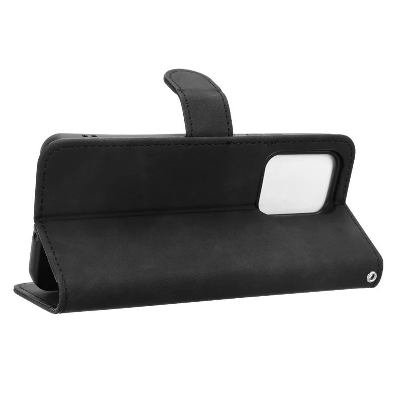 Capa de couro para Oppo Reno13 F, com sensação de pele, anti-queda e carteira com função de flip cover - Preto