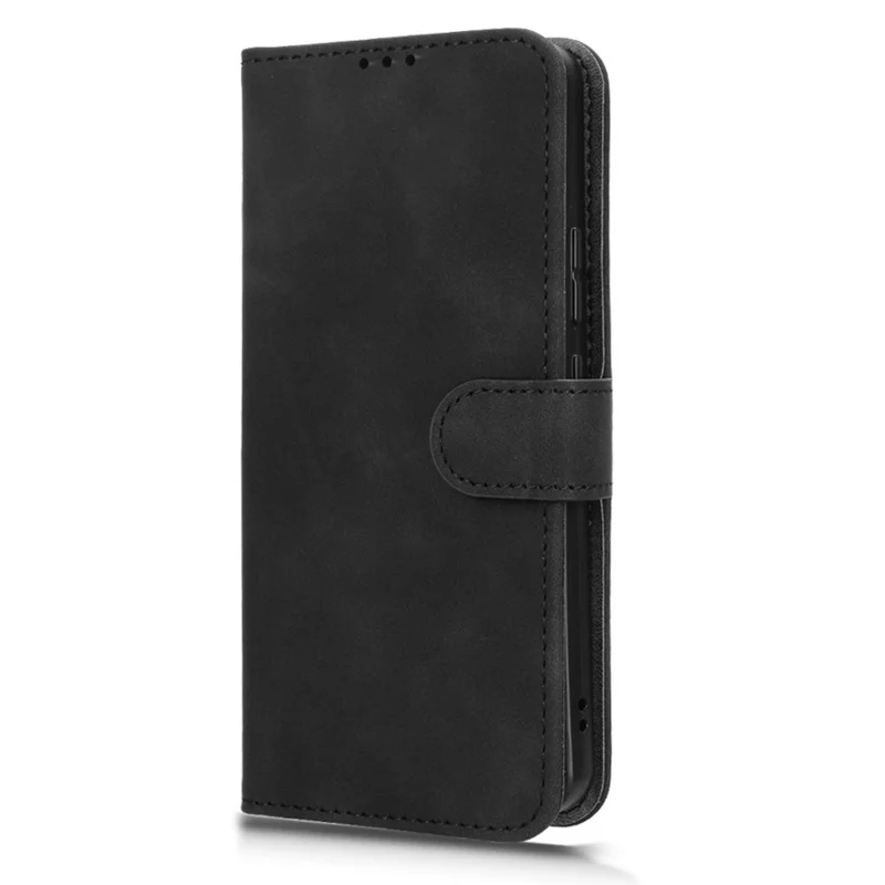 Capa de couro para Oppo Reno13 F, com sensação de pele, anti-queda e carteira com função de flip cover - Preto