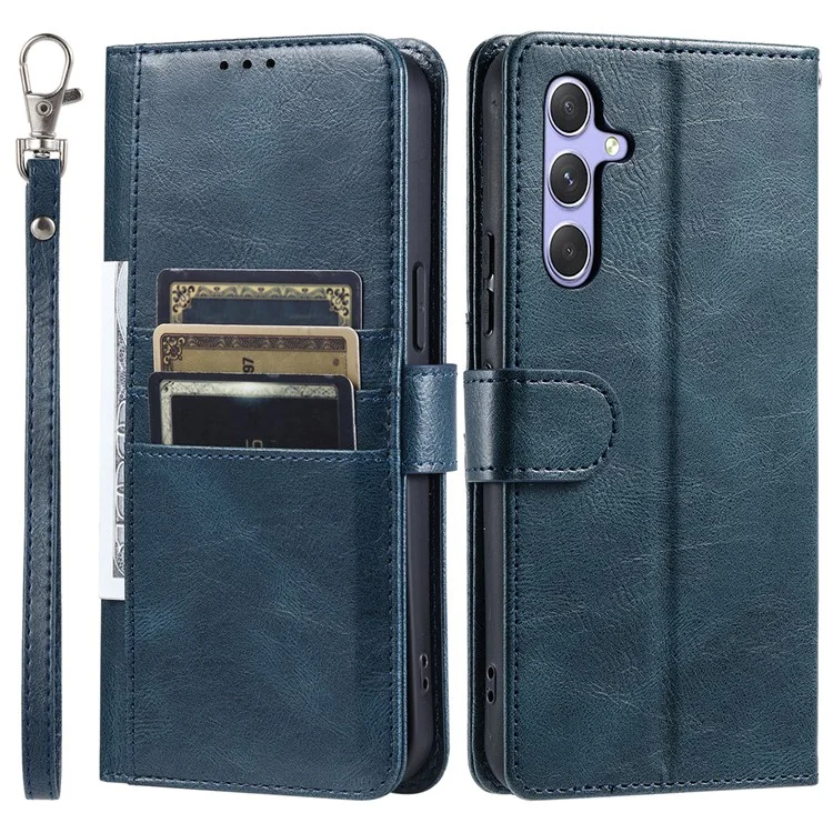 013 Style For Samsung Galaxy A26 5G Case PU Leather Anti-Fall Phone Cover with 6 Card Slots - Blackish Green