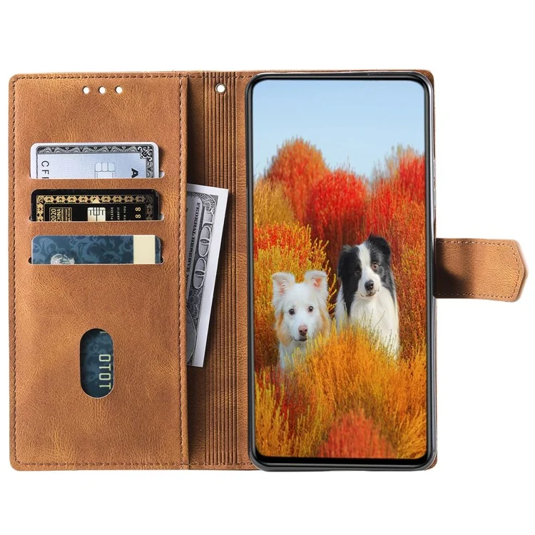 TTUDRCH Style 004 For Samsung Galaxy A26 5G Leather Case RFID Blocking Wallet Stand Phone Cover with Strap - Brown
