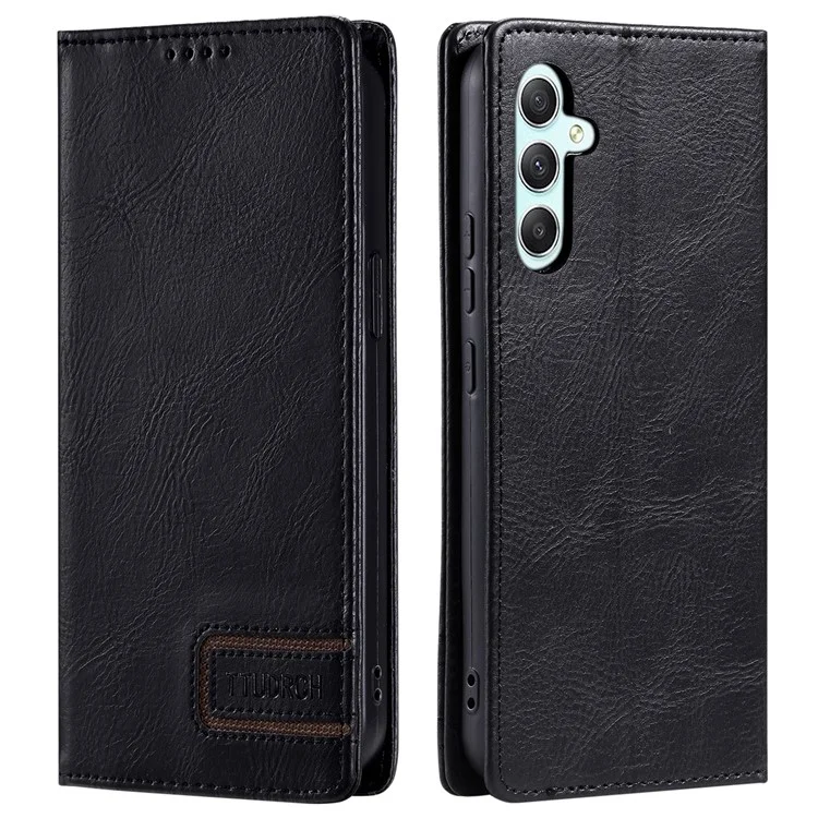 TTUDRCH Style 007 For Samsung Galaxy A26 5G Leather Case RFID Blocking Wallet Stand Phone Cover - Black