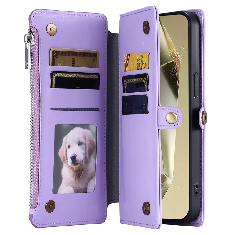 Per Samsung Galaxy A26 5G Custodia TPU + PU Pelle Portafoglio Cover Telefonica con Cinturino da Polso - Viola