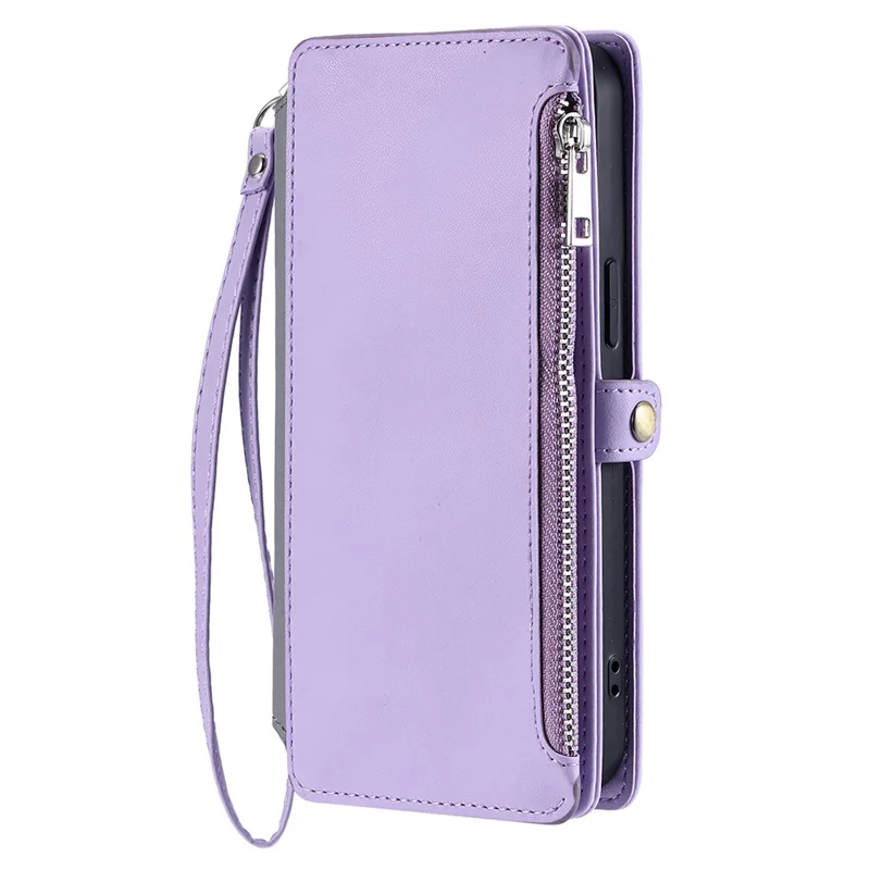 Per Samsung Galaxy A26 5G Custodia TPU + PU Pelle Portafoglio Cover Telefonica con Cinturino da Polso - Viola