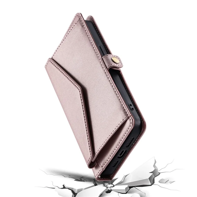 For Samsung Galaxy A26 5G Leather Case with Wrist Strap Wallet Stand Phone Cover - Rose Gold