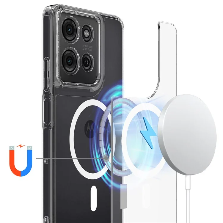 For Motorola Moto G75 5G Clear Case TPU + Acrylic Magnetic Phone Cover Compatible with MagSafe