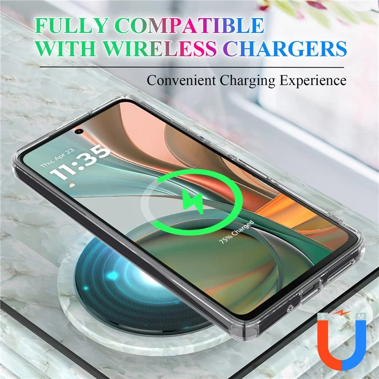 For Motorola Moto G75 5G Clear Case TPU + Acrylic Magnetic Phone Cover Compatible with MagSafe