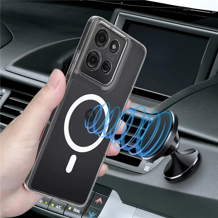 For Motorola Moto G75 5G Clear Case TPU + Acrylic Magnetic Phone Cover Compatible with MagSafe