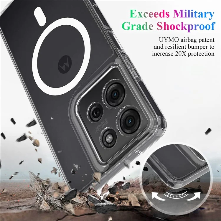 For Motorola Moto G75 5G Clear Case TPU + Acrylic Magnetic Phone Cover Compatible with MagSafe