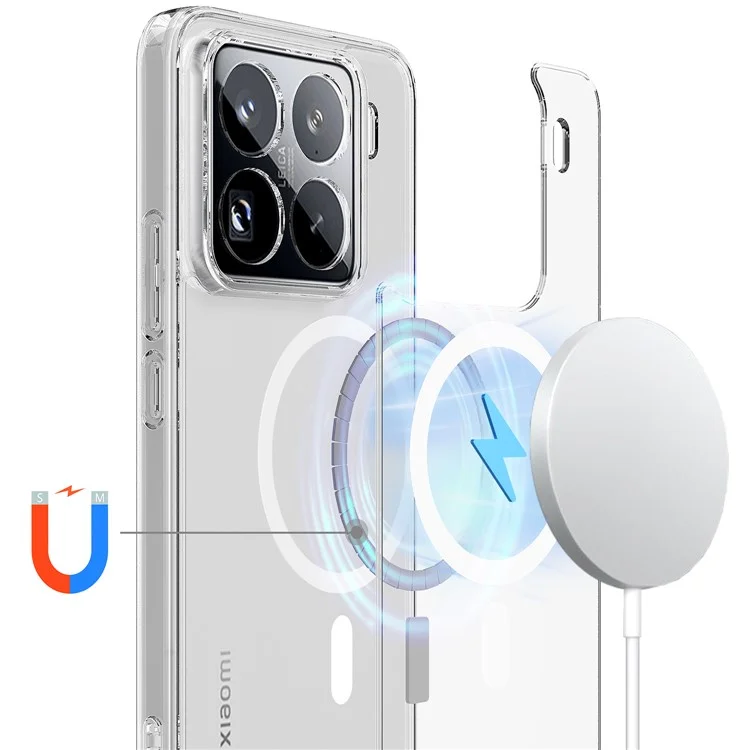 For Xiaomi 15 Pro Clear Case TPU+Acrylic Magnetic Phone Cover Compatible with MagSafe
