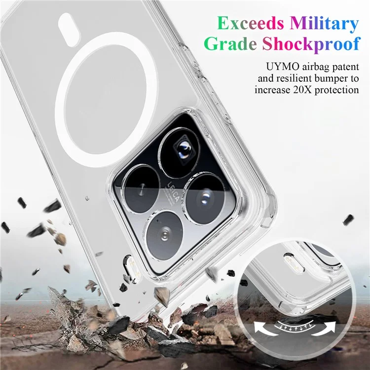 For Xiaomi 15 Pro Clear Case TPU+Acrylic Magnetic Phone Cover Compatible with MagSafe