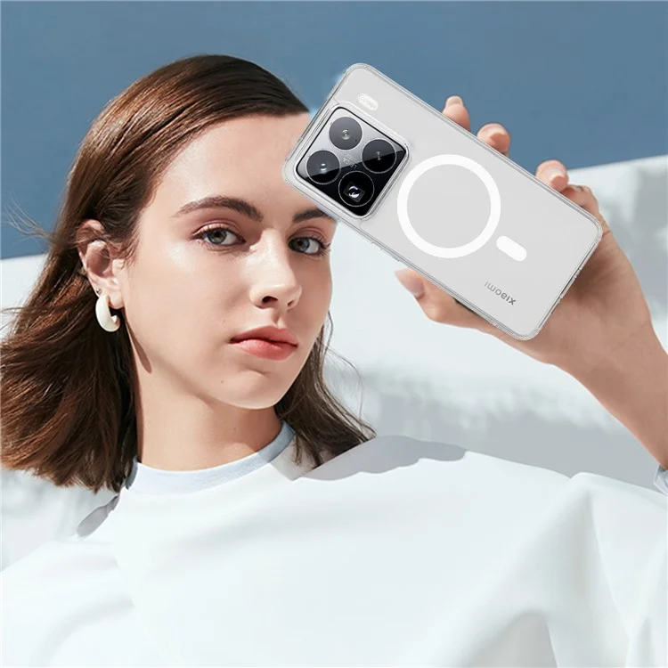 For Xiaomi 15 Pro Clear Case TPU+Acrylic Magnetic Phone Cover Compatible with MagSafe