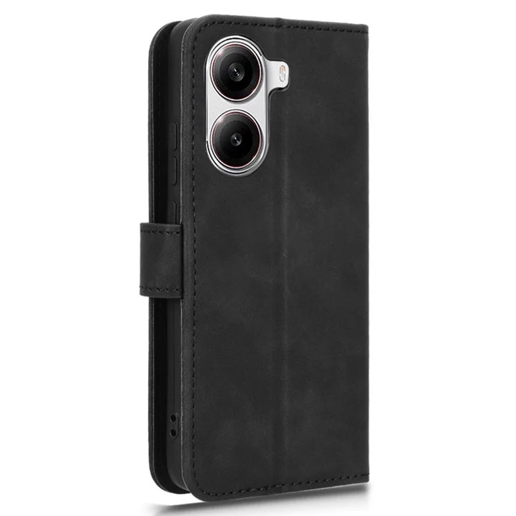 Funda de piel para Xiaomi Redmi Turbo 4 5G / Poco X7 Pro 5G - Sensación de piel Antideslizante Cartera con tapa - Negro