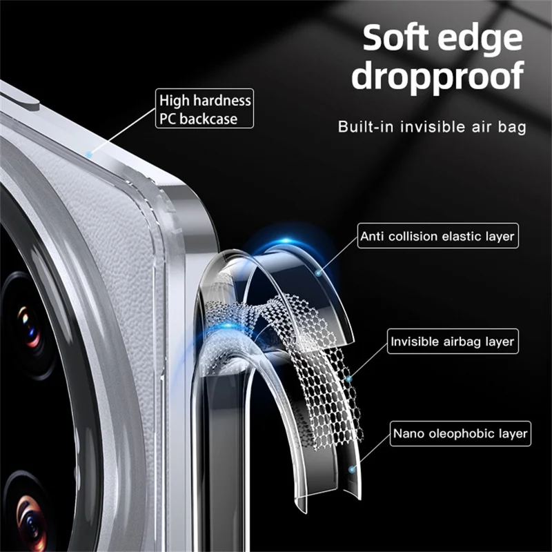 Voor Xiaomi 15 Ultra hoesje PC + TPU telefoonhoesje met airbagbescherming - Zwart