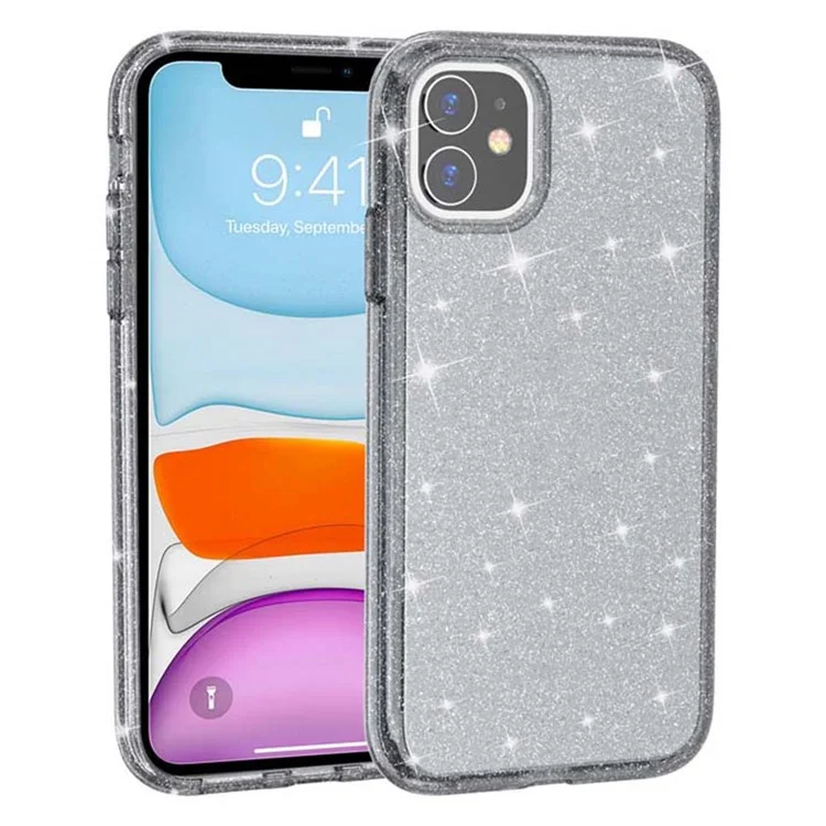 Custodia per iPhone 11 Antigraffio PC + TPU Glitter Scintillante - Nero