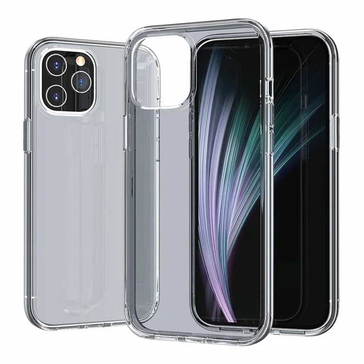 Capa para iPhone 11 Pro Caso PC + TPU à prova de choque Capa de telefone transparente - Preto Transparente