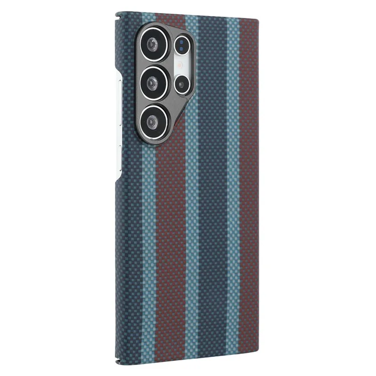Capa magnética para Samsung Galaxy S24 Ultra, de fibra de aramida tricolor, fina, com armação de metal para a lente