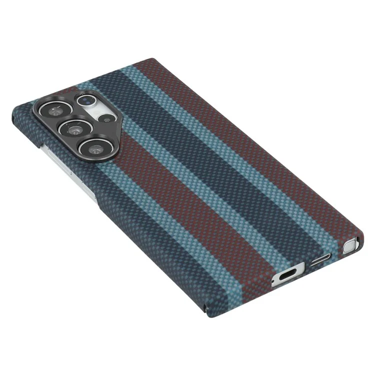 Capa magnética para Samsung Galaxy S24 Ultra, de fibra de aramida tricolor, fina, com armação de metal para a lente