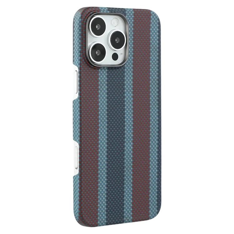 Étui magnétique pour iPhone 16 Pro Max en fibre d'aramide tricolore, avec un cadre métallique pour l'objectif, étui de téléphone fin.