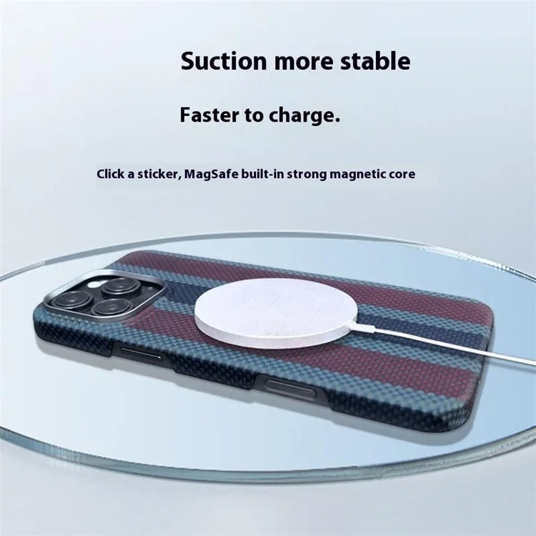 Étui magnétique pour iPhone 16 Pro Max en fibre d'aramide tricolore, avec un cadre métallique pour l'objectif, étui de téléphone fin.