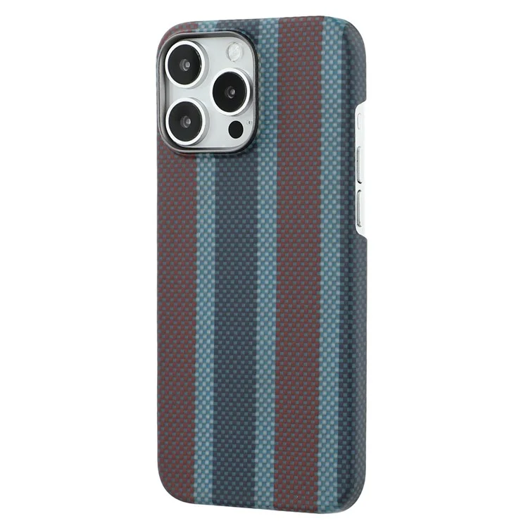 Étui magnétique pour iPhone 16 Pro Max en fibre d'aramide tricolore, avec un cadre métallique pour l'objectif, étui de téléphone fin.