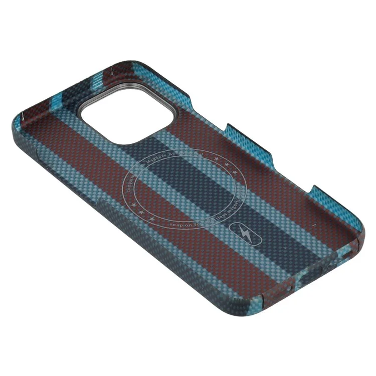 Étui magnétique pour iPhone 16 Pro Max en fibre d'aramide tricolore, avec un cadre métallique pour l'objectif, étui de téléphone fin.