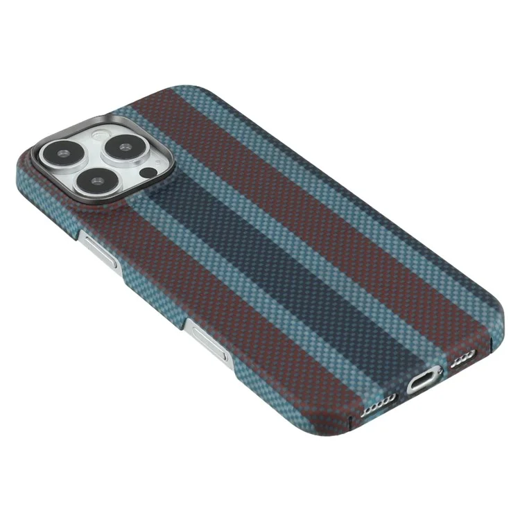 Étui magnétique pour iPhone 16 Pro Max en fibre d'aramide tricolore, avec un cadre métallique pour l'objectif, étui de téléphone fin.