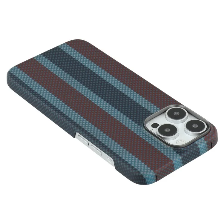 Étui magnétique pour iPhone 16 Pro Max en fibre d'aramide tricolore, avec un cadre métallique pour l'objectif, étui de téléphone fin.